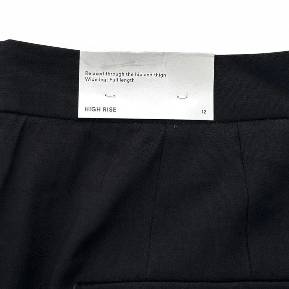 Ann Taylor Women's Size 12 Black High Rise Wide Leg Full Length Sailor Pants NWT